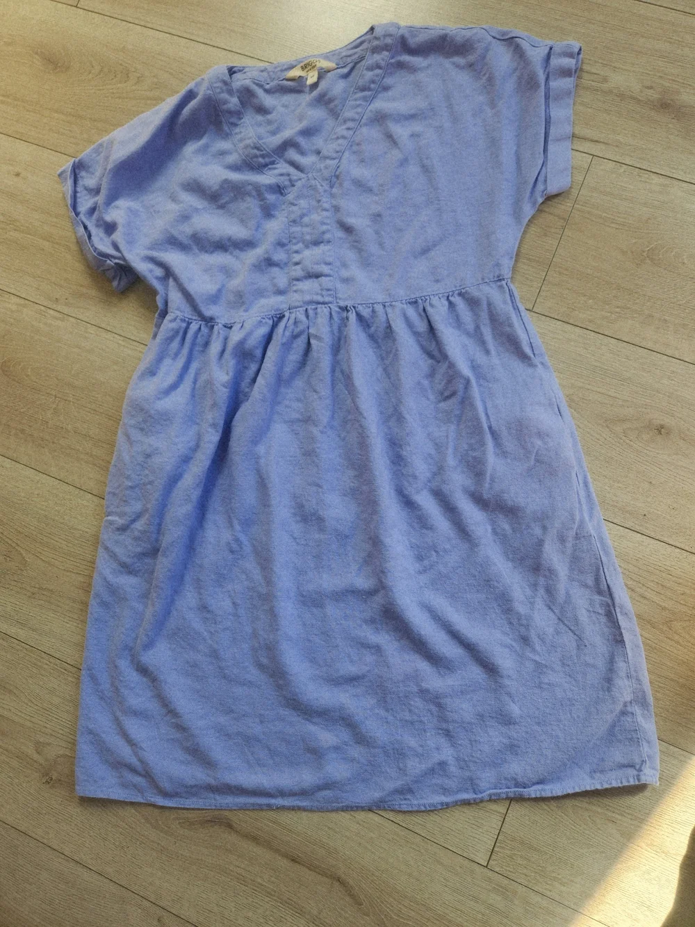 Briggs New York Blue V-Neck Babydoll Linen Blend Summer Dress Small🔥 - Picture 1 of 5